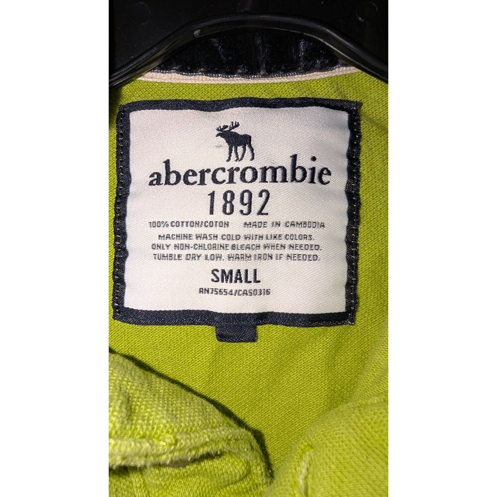 Abercrombie 1892 Lime Green Moose Logo Polo Shirt Small Y2K Preppy Vintage - Picture 3 of 3